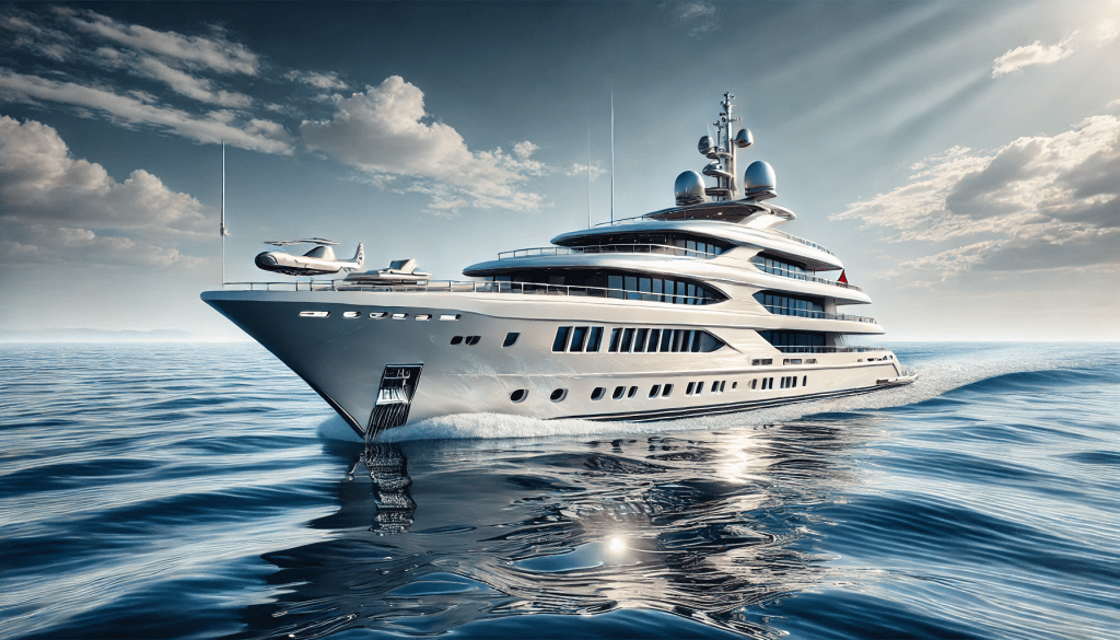 Luxurious yacht sailing gracefully on the open sea.